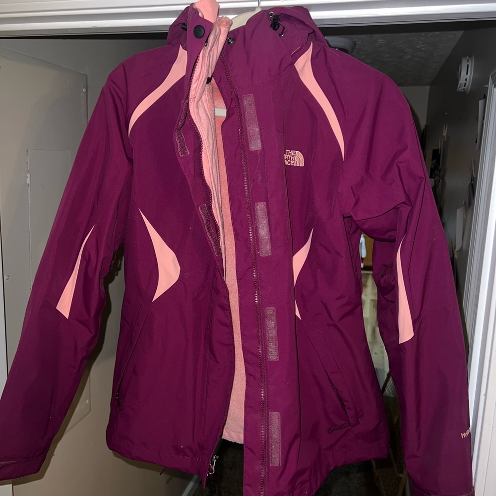 The North Face Dark and Light Pink Hooded Jacket